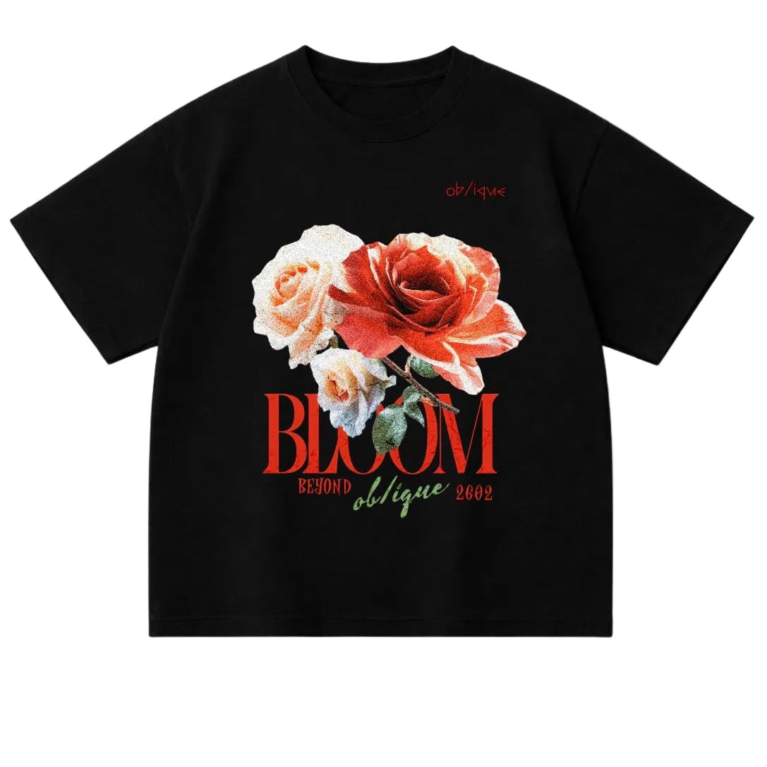 OBLIQUE Bloom Tee – Black