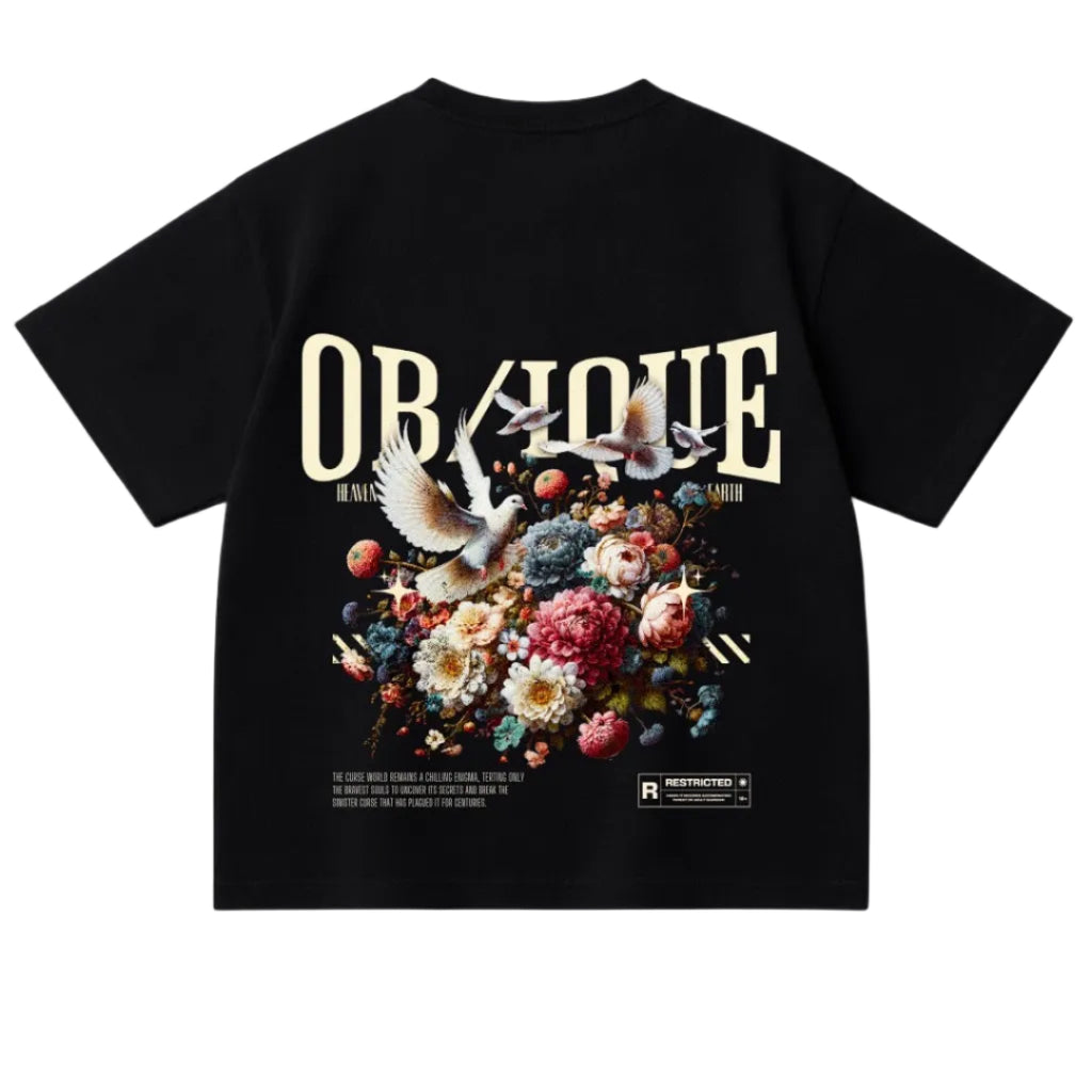 OBLIQUE Heaven / Earth Backprint Tee – Black
