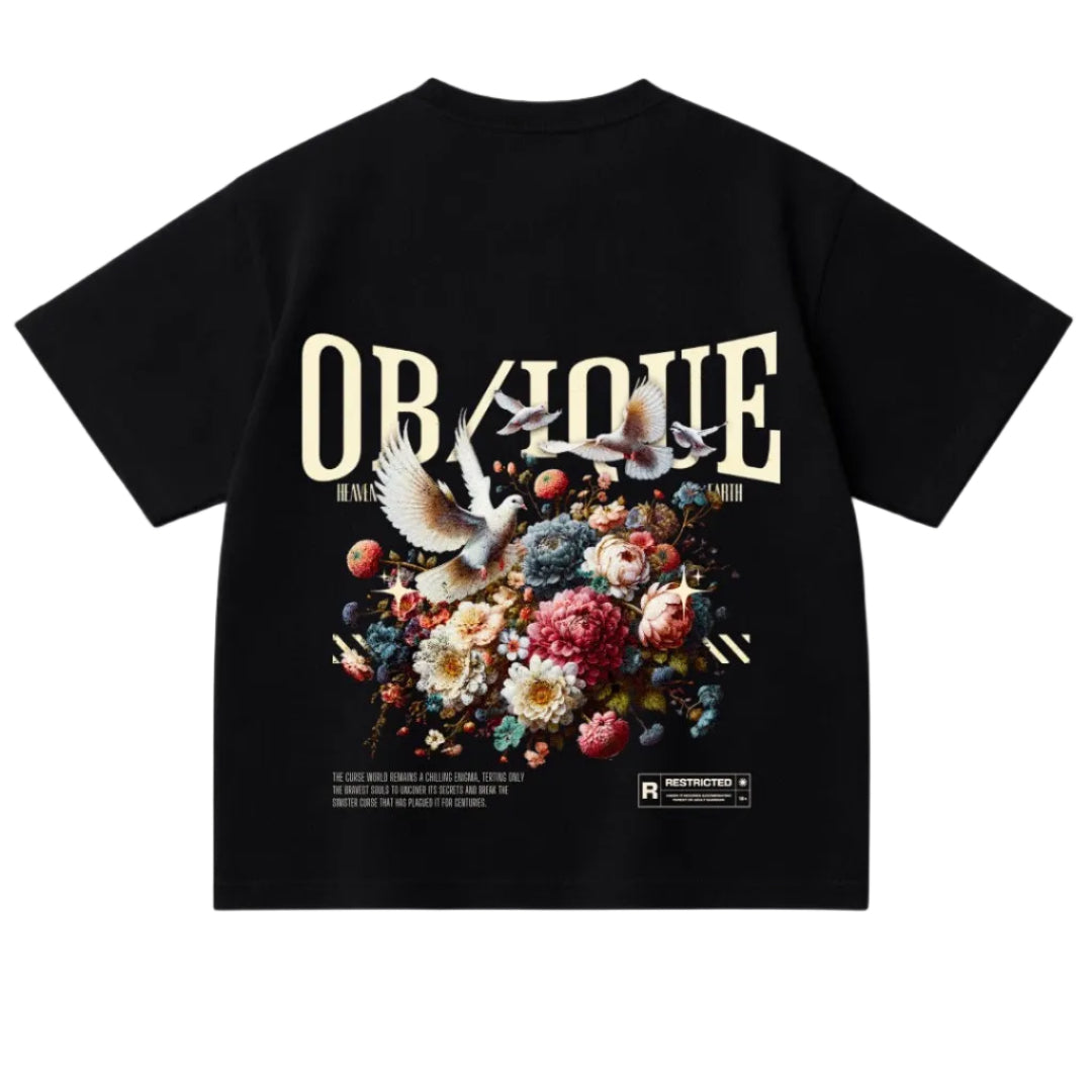 OBLIQUE Heaven / Earth Backprint Tee – Black