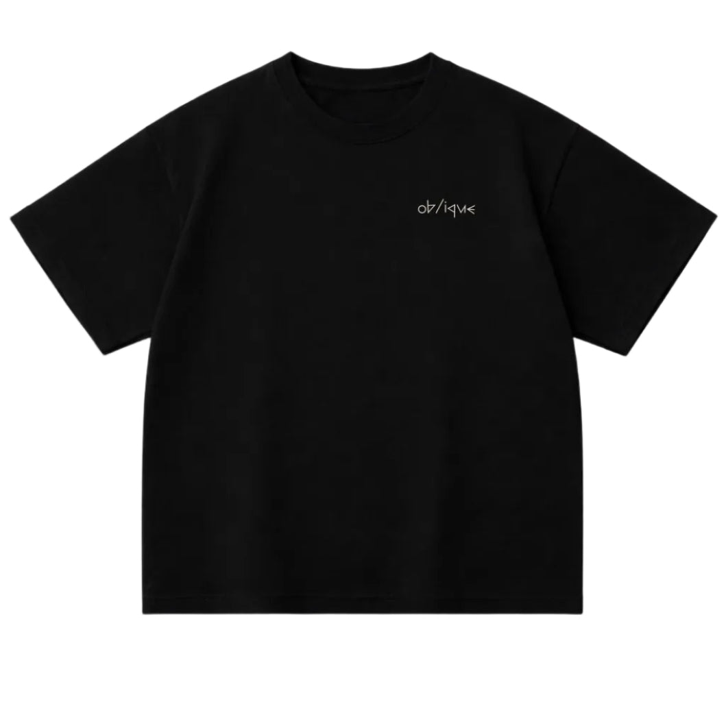 OBLIQUE Heaven / Earth Backprint Tee – Black